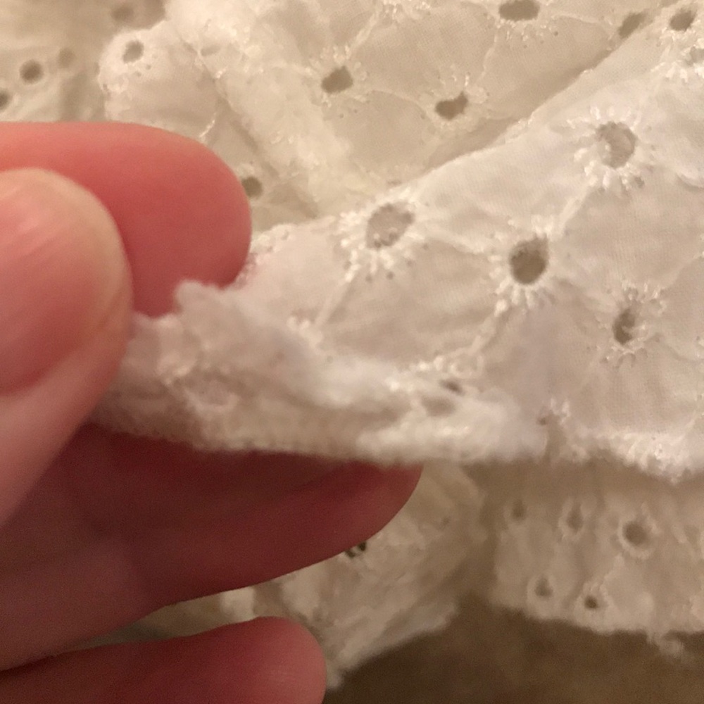 Size 2 Y2K Romantic white cotton eyelet lace ruffle asymmetrical skirt lined EUC - Picture 11 of 11
